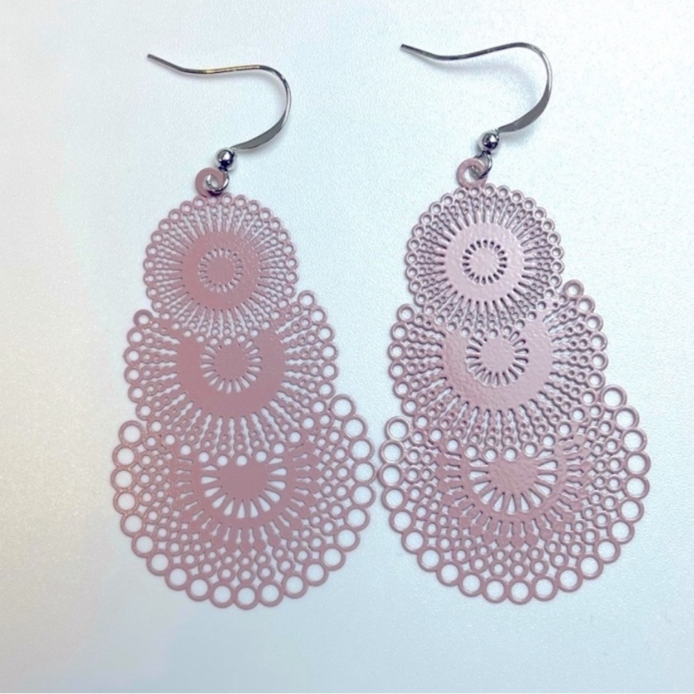New Blush Basketweave Hoop Earrings